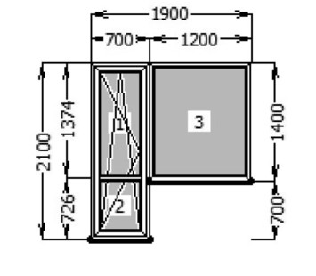 Балконні двері з вікном, 1900х2100