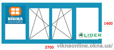 Остекление лоджии из профиля Lider 2700*1400