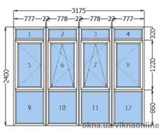 Французский балкон, 3175х2400. Профиль Viknaland B70-6k