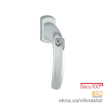 Протизломна віконна ручка HOPPE New York, замикають на ключ з технологією Secu 100, колір: срібло F1