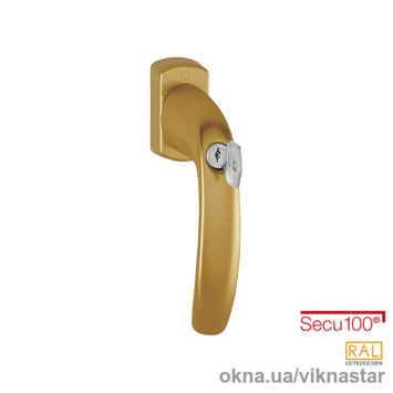 Протизломна віконна ручка HOPPE New York, замикають на ключ з технологією Secu 100, колір: бронза F4