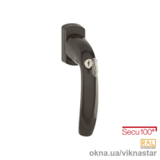 Противовзломная оконная ручка HOPPE New York, запираемая на ключ с технологией Secu 100, цвет: тёмно-коричневый F8707 (8077)