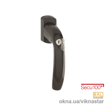 Протизломна віконна ручка HOPPE New York, замикають на ключ з технологією Secu 100, колір: темно-коричневий F8707 (8077)