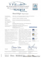 Сертифікат німецького інституту IFT на фурнітуру Siegenia &mdash; Викна-Стар, ТМ