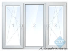 Трьохстулкове вікно 2100х1500 для квартири