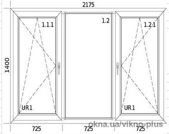 Трехстворчатое окно Veka Softline с ламинацией, 2175х1400