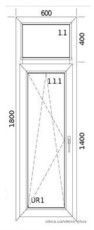 Окно с фрамугой 600х1800