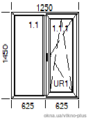 Двустворчатое окно 1250х1450