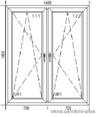 Двустворчатое окно в одностороннем цвете