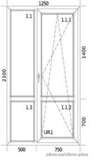 Металлопластиковые двери 1250х2100