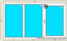 Окно трехстворчатое LUX. 2240*1290