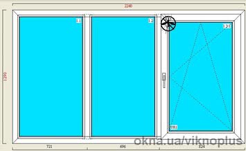 Окно трехстворчатое LUX. 2240*1290