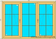 Трёхстворчатое окно в спальню, изготовлено 2050*1450