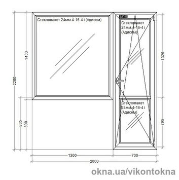 Балконный блок металлопластиковый Brokelman 58 mm 1-створчатое поворотно-откидное, фурнитура Vornе, 2000х2200 мм, белый