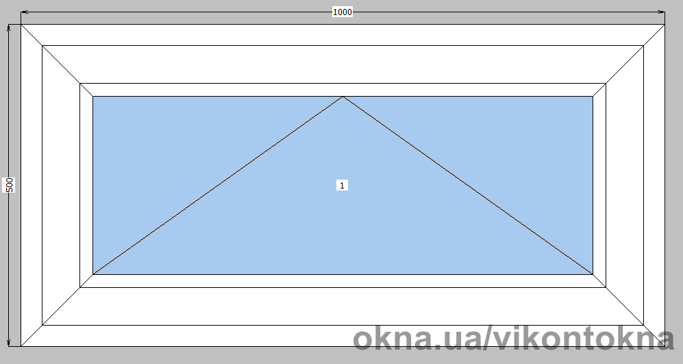 Вікно металопластикове Lider 58 mm 1-стулкове поворотне, фурнітура Vorne, 1000х500 мм, біле