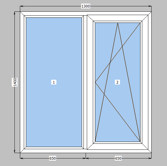 Окно металлопластиковое Rehau Euro 60 mm 1-створчатое поворотно-откидное, фурнитура Siegenia, 1300х1400 мм, белое