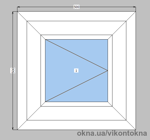 Вікно металопластикове Brokelman 58 mm 1-стулкове поворотне, фурнітура Vorne, 500х500 мм, біле