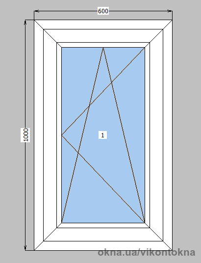 Окно металлопластиковое Rehau Synego 80 mm 1-створчатое поворотно-откидное, фурнитура Siegenia, 600х1000 мм, белое