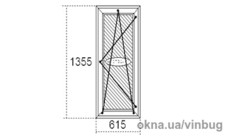 Металопластикове вікно 615х1355 мм з матовим склопакетом