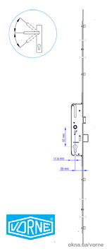 Vorne многозапорный замок-рейка 25 мм 1900-2200 мм