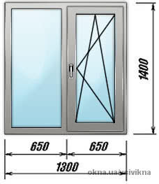 Алюминиевое окно с энергосбережением для коттеджей 1300х1400