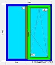 Металлопластиковые окна 1200/1500 мм.