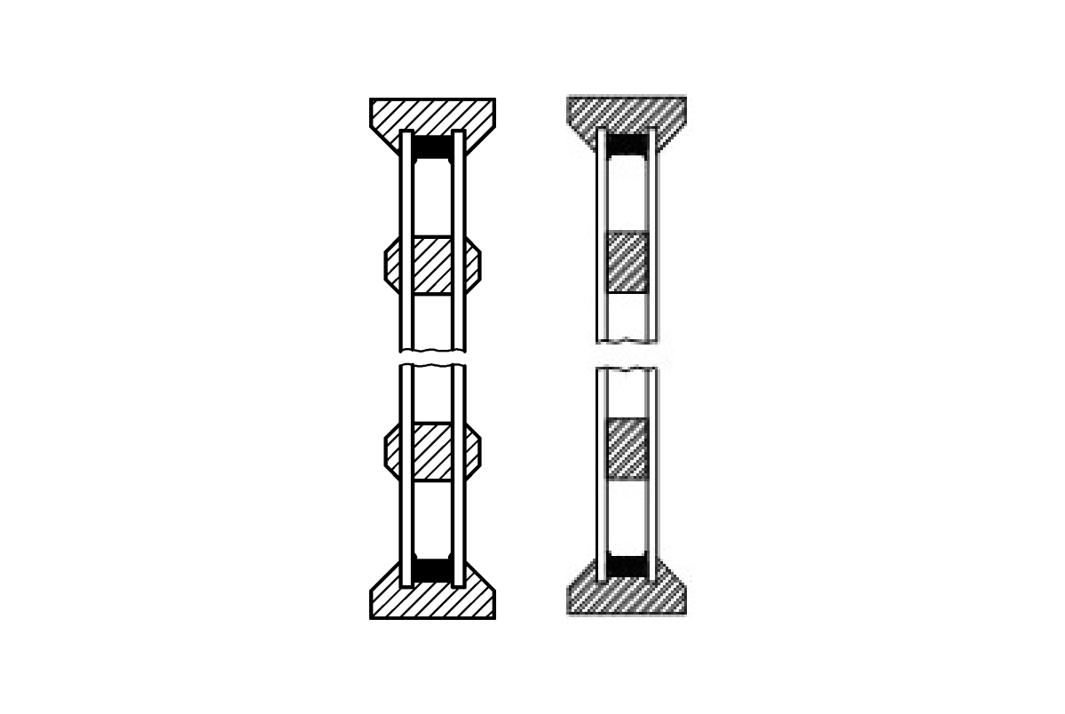 Схематичне зображення декількох шпросів у склопакеті