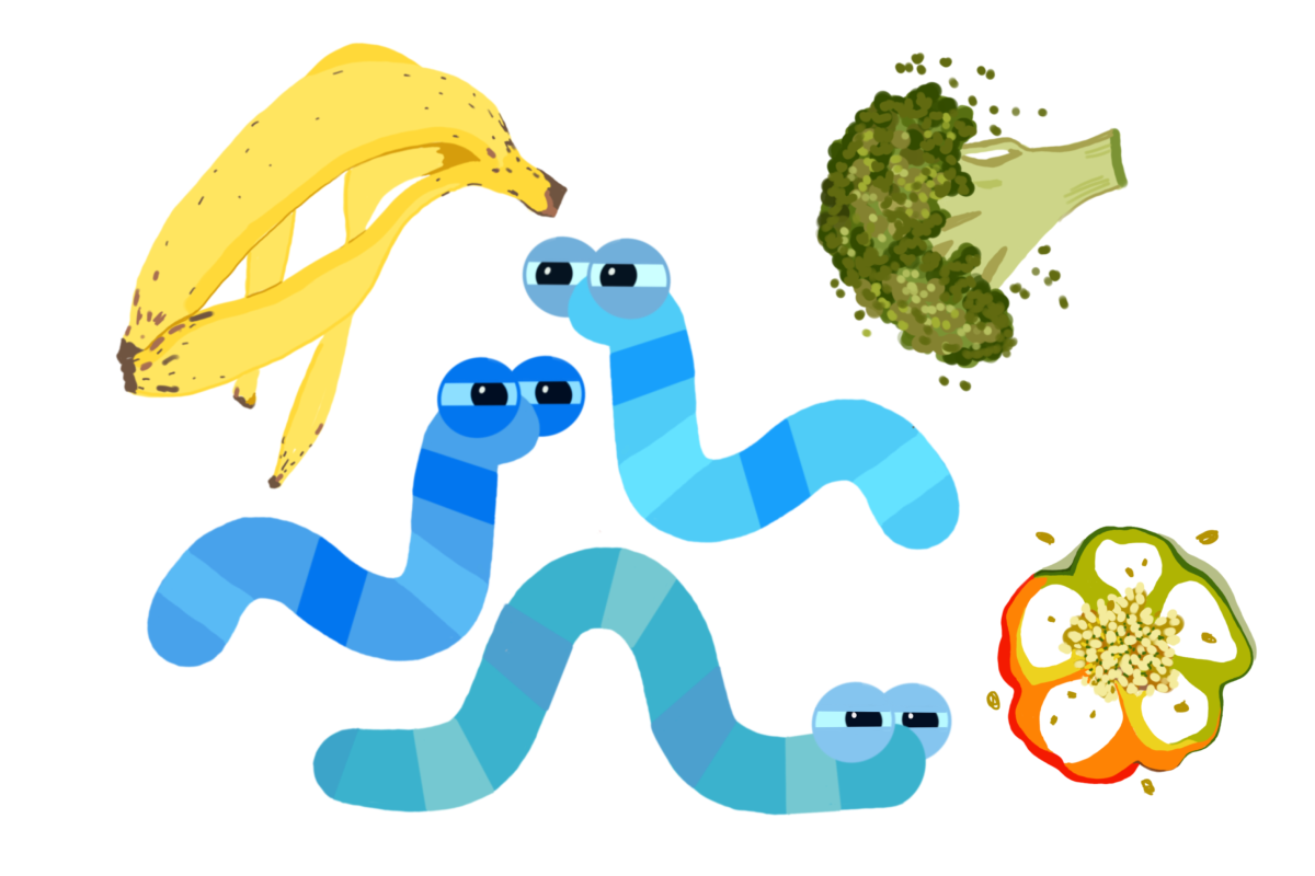 Иллюстрация червей и пищевых отходов