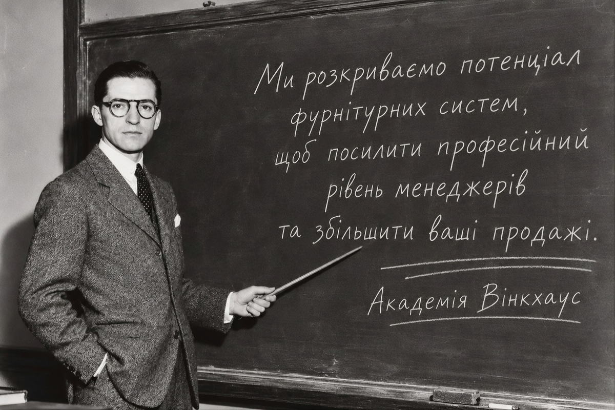 Чоловік у класичному костюмі, краватці та окулярах, який тримає указку та презентує написаний на дошці текст