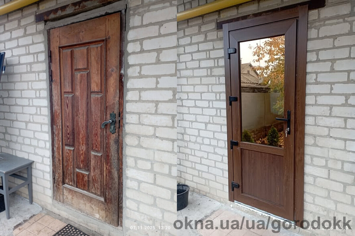 Команда «Городок» встановила металопластикові двері для приватного будинку