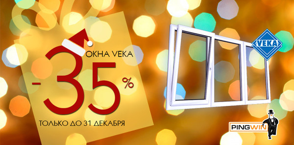 Купить окна Veka со скидкой 35% можно только в декабре.