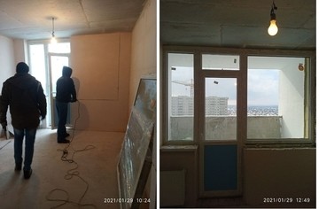 В ЖК "Одесский бульвар" мы застеклили перегородку на балкон