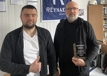 Reynaers Aluminium подтвердил профессионализм "Техно Строй" своим сертификатом