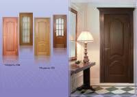 Дверне полотно фільончасте з масиву сосни, фільонки з МDF 16, покрите натуральним шпоном з двох сторін, покрашене поліурітановим лаком.