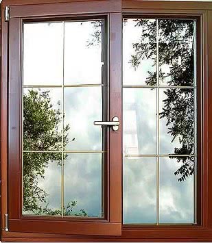 Окно деревянное, евробрус, двухстворчатое