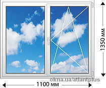 Вікно двухступкове з одним відкриванням. Профіль VEKA EUROLINE AD 58mm