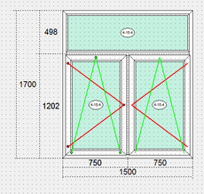 Окно с поворотной створкой VEKA Euroline 64