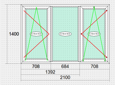 Окно с фурнитурой VEKA Euroline 64.