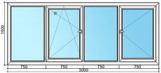 Балконная рама Нoffen 3000*1500