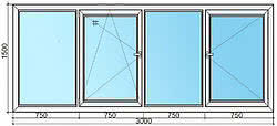 Стандартное окно Deceuninck Zendow 3000х1500мм