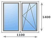 Окно Rehau 60 1100мм Х 1400мм 2-х камерный пакет с установкой