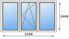 Окно в зал профиль Rehau 60 раз. 2100мм Х 1400 мм