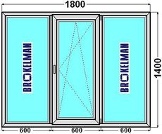 Окно "Геоком Стандарт" трехчастное, профиль Brokelman, двухкамерный стеклопакет, фурнитура Siegenia Favorit