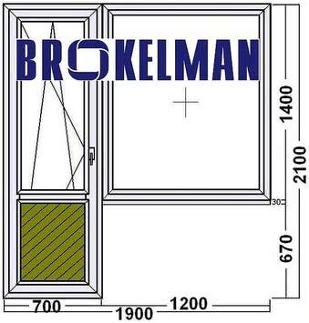 Вихід на балкон & quotГеоком Стандарт & quot, профіль Brokelman, однокамерний склопакет c енергозберігаючим напиленням SILVERSTAR ENplus, фурнітура Siegenia Favorit
