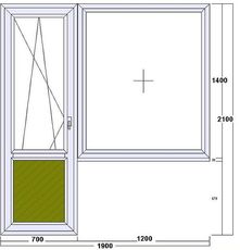 Выход на балкон «Геоком Бизнес» состоит из двух конструкций – дверь балконная (поворотно-откидная) и окно (глухое).
