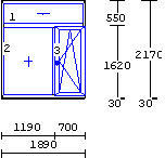 Окно «Геоком Эконом» двухчстное Т-образное, одна глухая и одна поворотно-откидная половина, однокамерный стеклопакет c энергосберегающим напылением SILVERSTAR ENplus (4-16-4i) производства Швейцарской компании glastroesch. В данной конструкции исполь