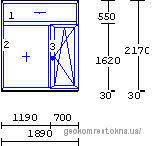 Окно «Геоком Эконом» двухчстное Т-образное, одна глухая и одна поворотно-откидная половина, однокамерный стеклопакет c энергосберегающим напылением SILVERSTAR ENplus (4-16-4i) производства Швейцарской компании glastroesch. В данной конструкции исполь