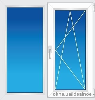 Окно металлопластиковое REHAU EURO 60. Размер 1,30х1,40м. 2 створки. 2-камерный стеклопакет, 32 мм.