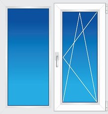 Окно металлопластиковое REHAU EURO 60. Размер 1,30х1,40м. 2 створки. 1-камерный стеклопакет, 24 мм.