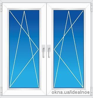 Окно металлопластиковое REHAU EURO 60. Размер 1,30х1,40м. 2 открывные створки. 2-камерный стеклопакет, 32 мм.